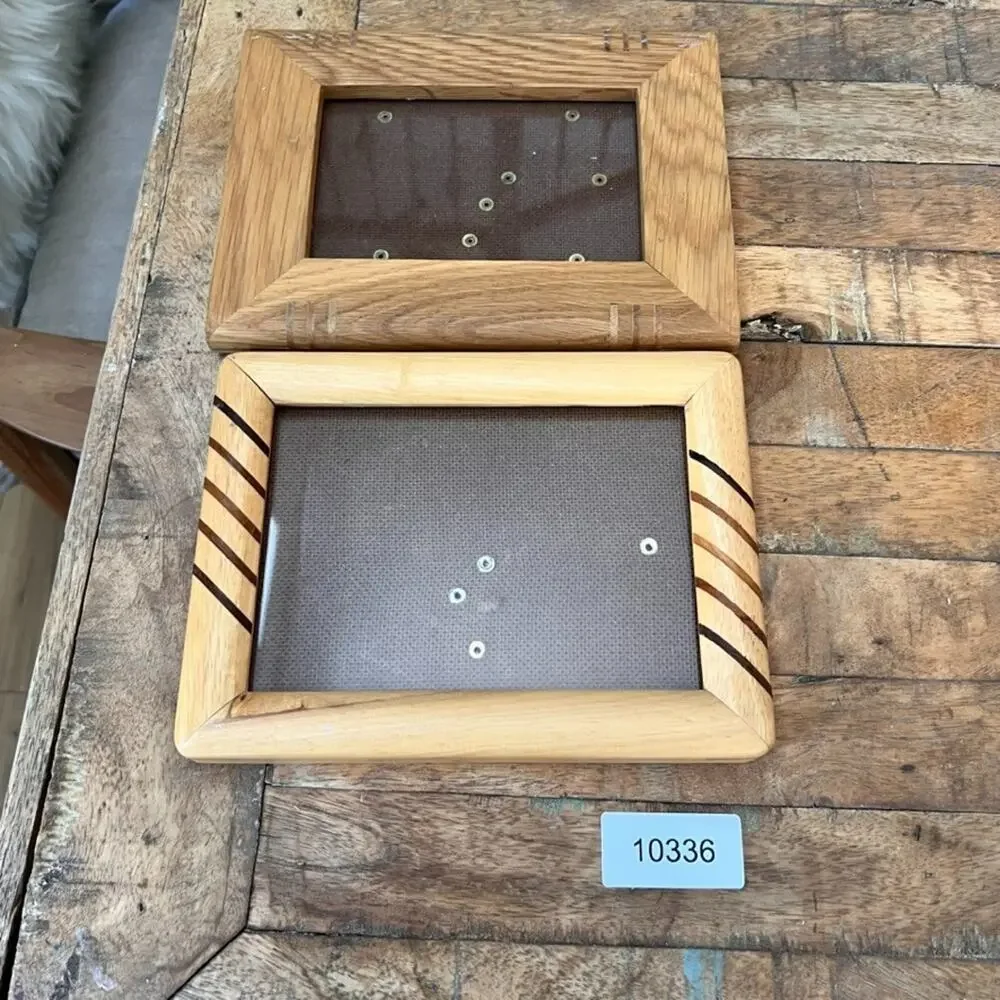 Handcrafted Wooden Inlay Design Picture Frames Set of 2 Modern Minimalist